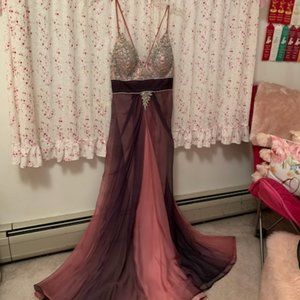La Femme DISCONTINUED Pink/Purple Ombre Prom/Evening Gown w/ Beading- Size 6